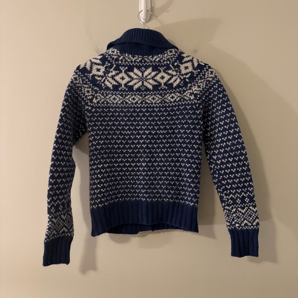 Aerie Lambs Wool Rabbit Hair Y2K Fair Isle Fisherman Cardigan Sweater Medium - Picture 2 of 14